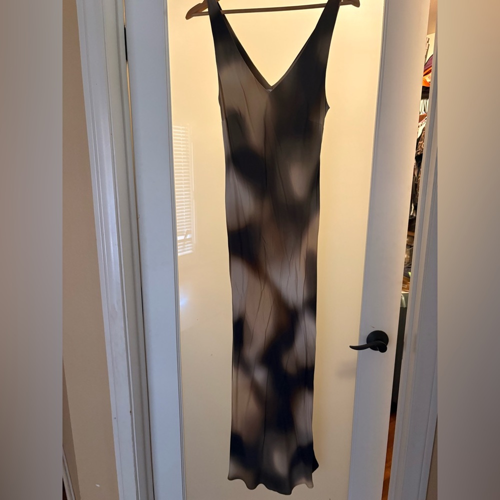LNA Black and Taupe Maxi Slip Dress